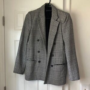 Zara Black and White Plaid Blazer